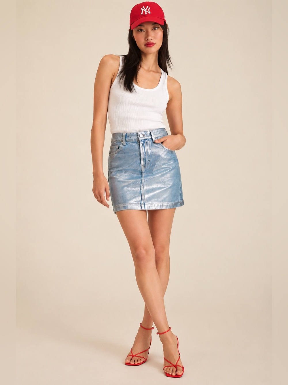Anthropologie Pilcro Coated Denim Mini Skirt Size 6